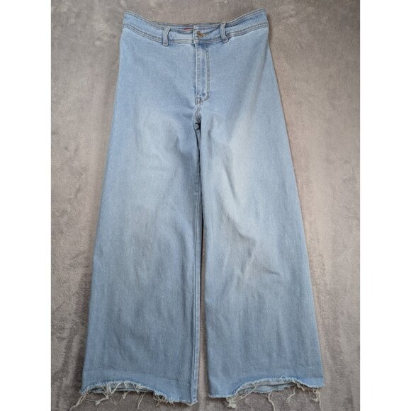 Guess Wide Leg Jeans Womens Size 30 High Rise Distressed Hem Hipster Y2K Preppy - Picture 1 of 10